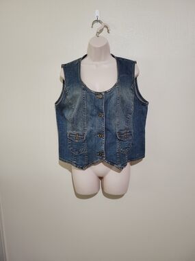 a.n.a Women's Blue Denim Vest(altered- see description)